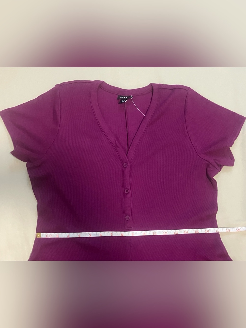 Torrid Plum Caspia Ribbed Henley Mini Dress Size 00 (10) NWT - Picture 6 of 9